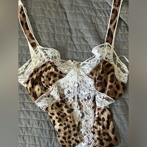 DOLCE GABBANA LEOPARD LACE CAMI